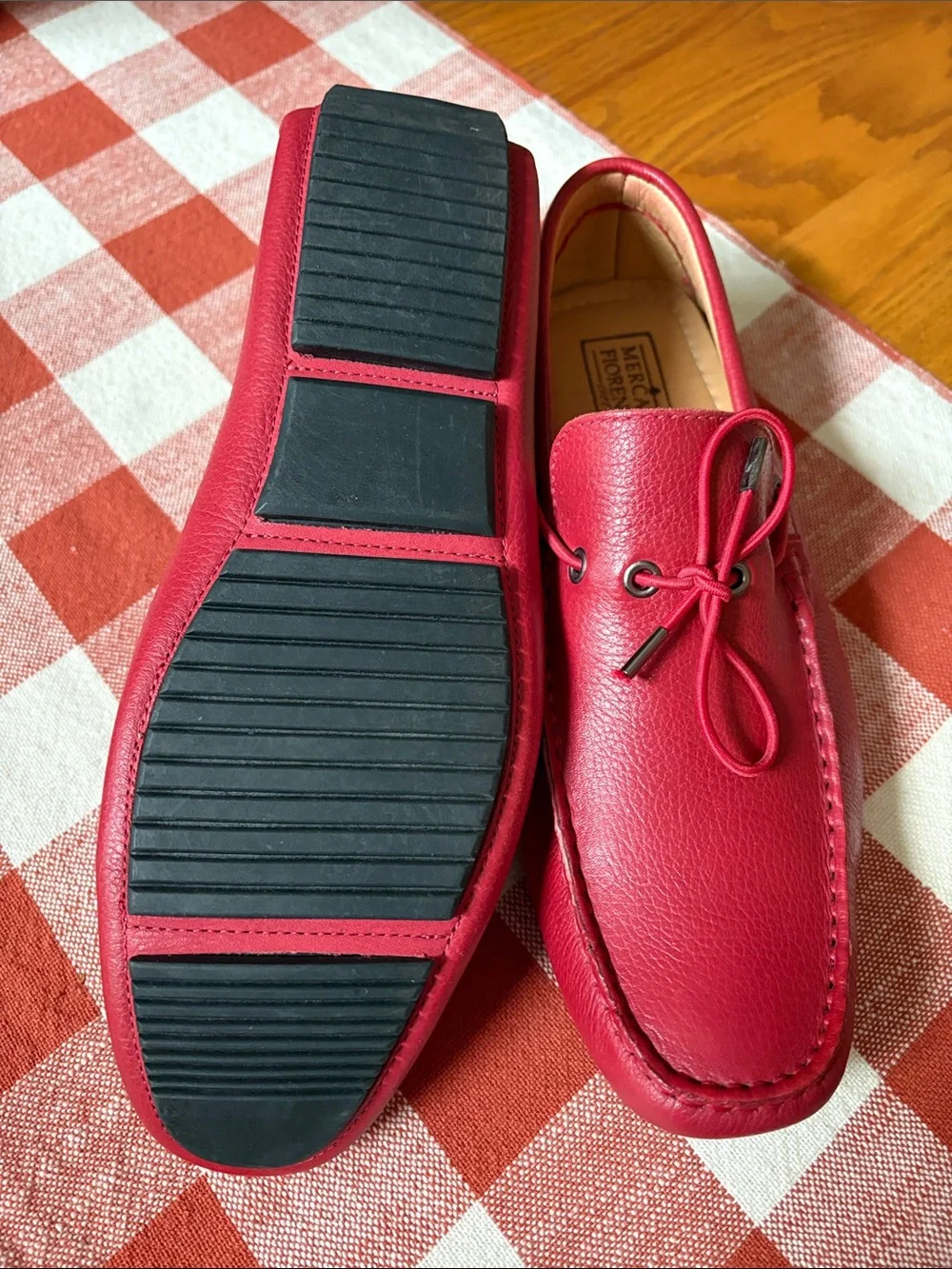 Mercanti Fiorentini NWOT Red Mens Leather Slip-On Driving Loafers / Sz 9